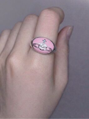 Kawaii Pink Enamel Planet Ring